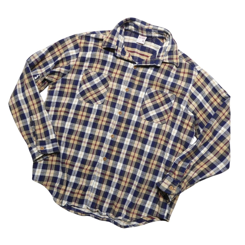 Vintage Big Mac Shirt Mens XL Blue Plaid Flannel Long Sleeve Button Workwear